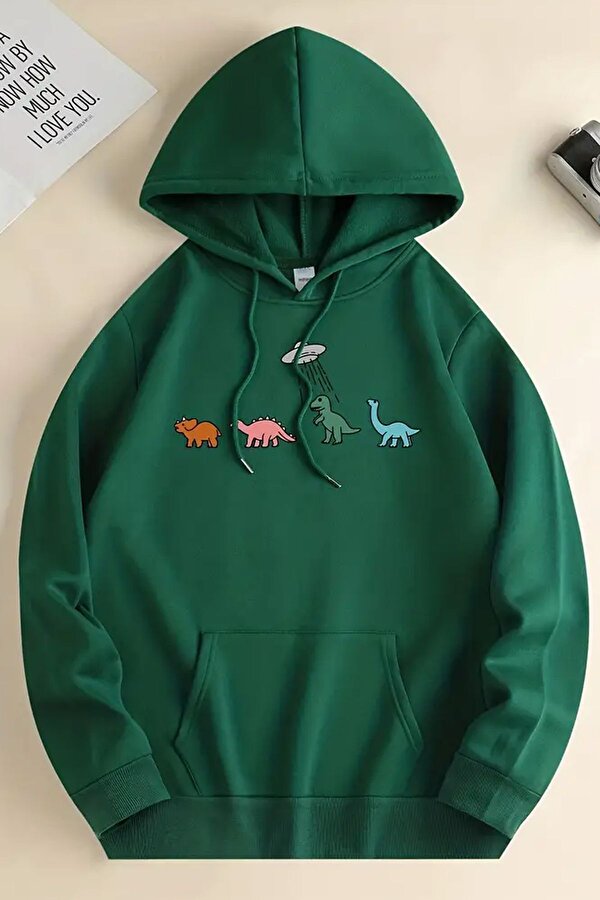 uyguntarz Uzaylı Dinazor Baskılı Oversize Sweatshirt