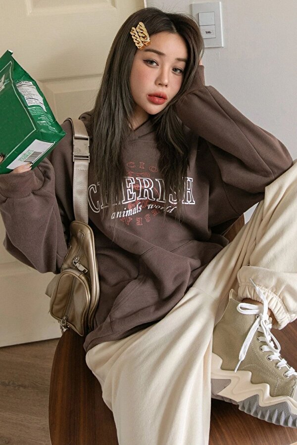 uyguntarz Unisex Cherish Baskılı Oversize Sweatshirt