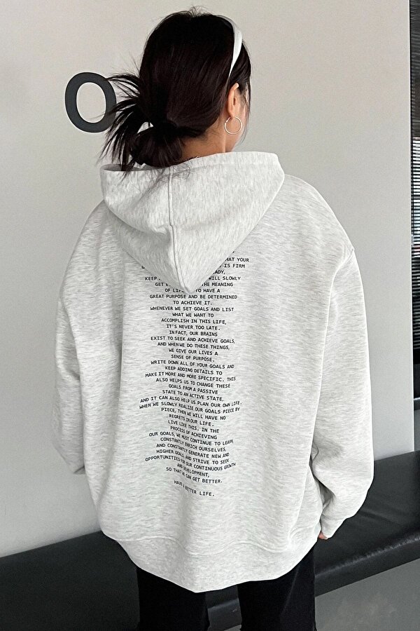 Unisex Have a Better Life Baskılı Sweatshirt KP-GRI-SIRTYAZI - 3 Al 1 Öde