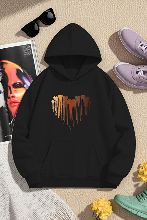 Unisex ERİYEN KALPLER Tasarım Basklı Sweatshirt