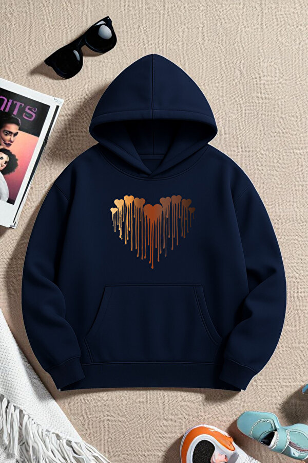 Unisex ERİYEN KALPLER Tasarım Basklı Sweatshirt