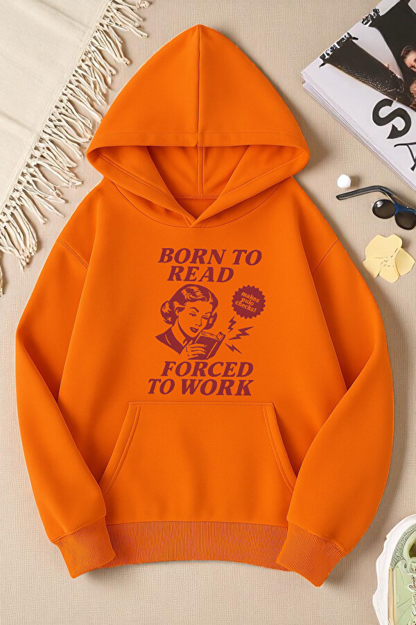uyguntarz Unisex Born To Read Baskılı Oversize Sweatshirt