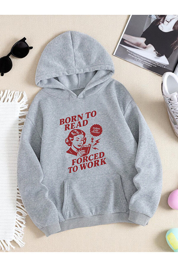 uyguntarz Unisex Born To Read Baskılı Oversize Sweatshirt