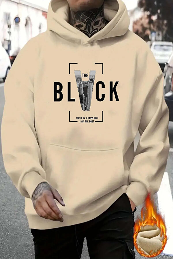 Black Baskılı Pamuklu Oversize Sweatshirt