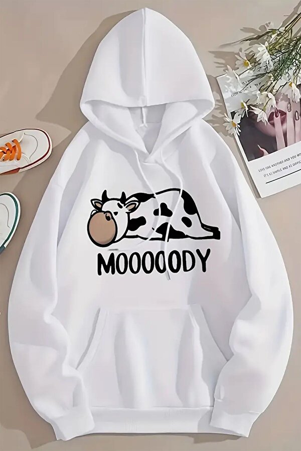 Mooooody Baskılı Unisex Oversize Sweatshirt - 3 Al 1 Öde