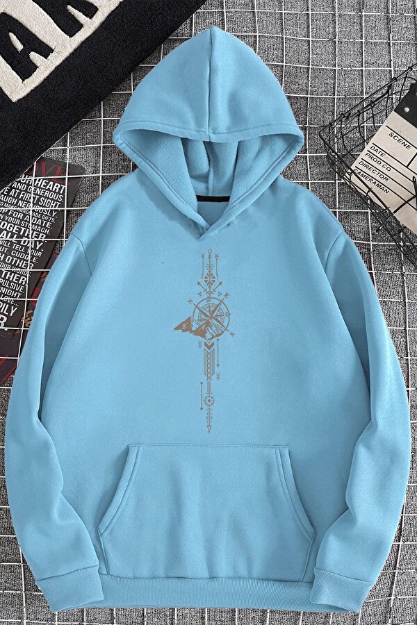 Pusula Zaman Çizelge Baskılı Oversize Sweatshirt - 3 Al 1 Öde