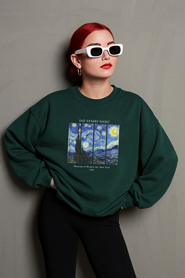 Unisex The Starry Night Baskılı Oversize Sweatshirt - FLO 3 Al 1 Öde