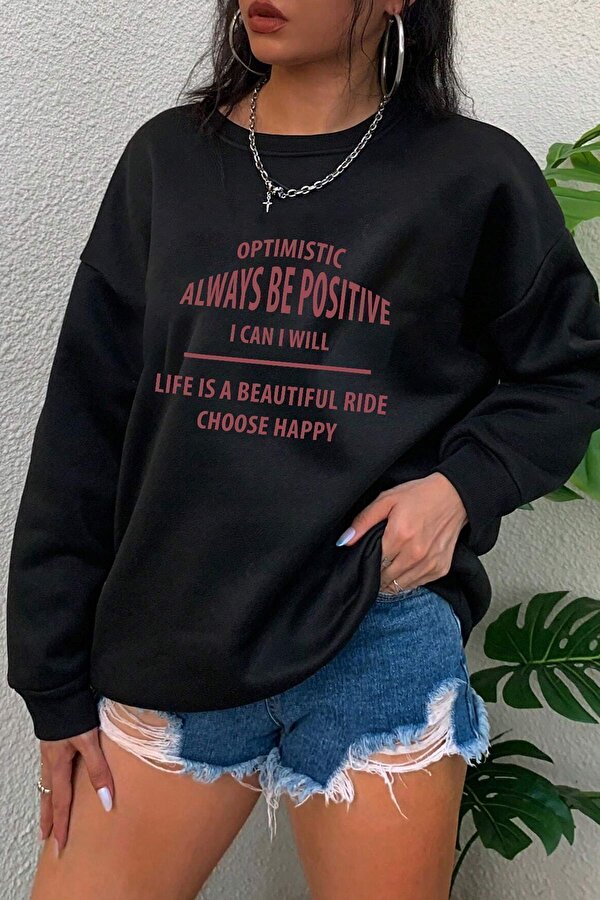 uyguntarz Unisex Always Baskılı Bisiklet Yaka Sweatshirt