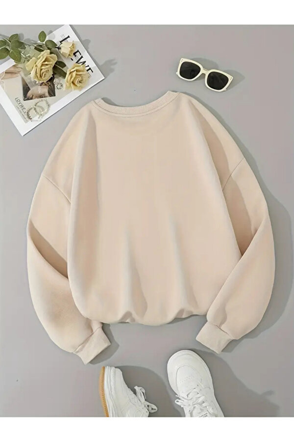 uyguntarz Unisex Sevimli Marshmallows Baskılı Oversize Sweatshirt