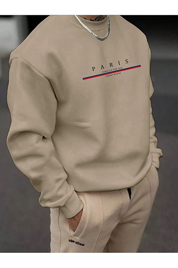 Unisex Paris Dream Maker Baskılı Oversize Sweatshirt - 3 Al 1 Öde