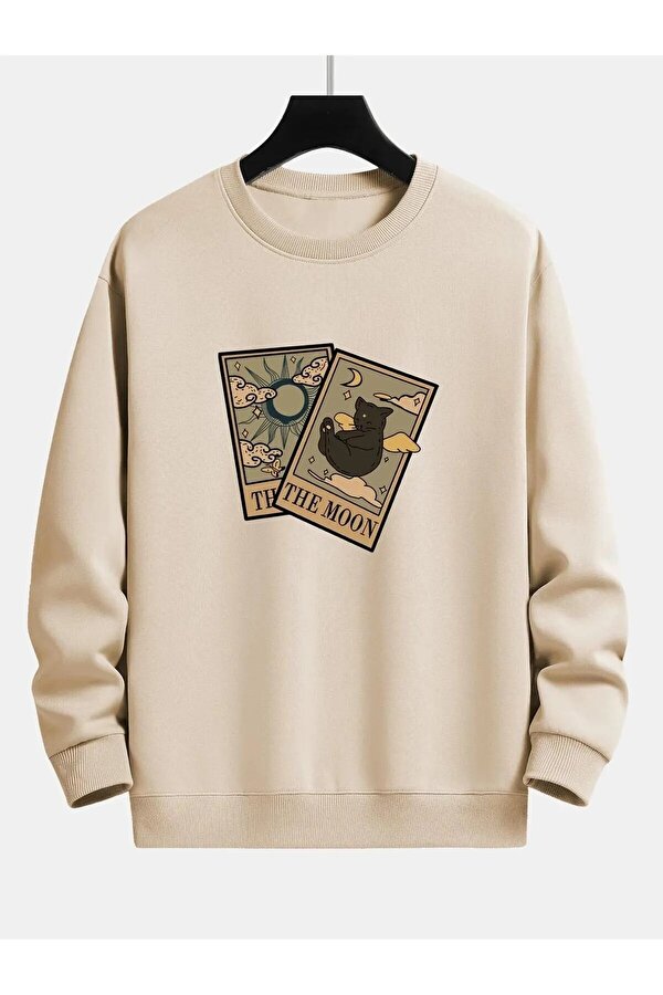 uyguntarz Unisex Tarot Kart Baskılı Oversize Sweatshirt