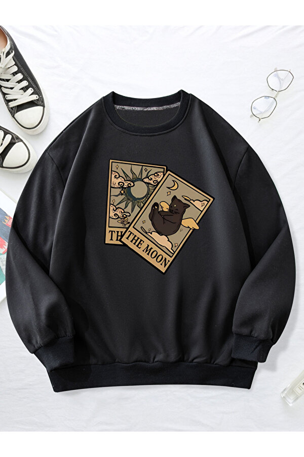 uyguntarz Unisex Tarot Kart Baskılı Oversize Sweatshirt
