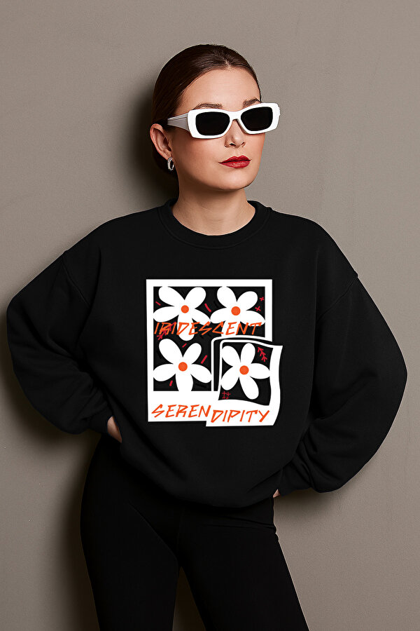 Unisex Irides Serenity Baskılı Tasarım Oversize Sweatshirt - 3 Al 1 Öde