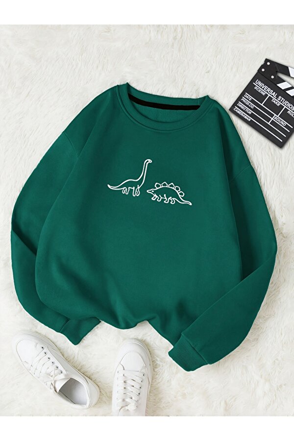 uyguntarz Unisex Dinazor Baskılı Oversize Sweatshirt