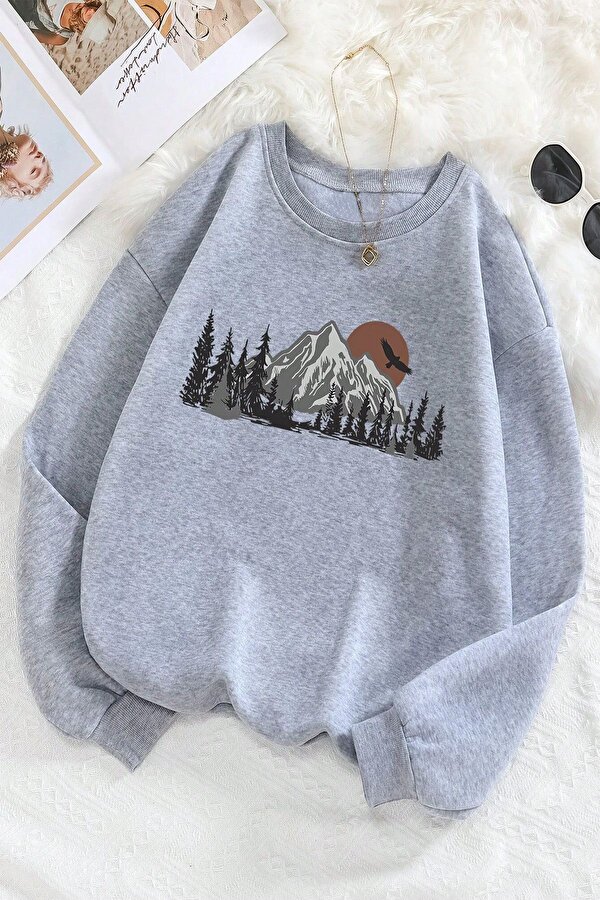 Mountain Baskılı Oversize Sweatshirt - FLO 3 Al 1 Öde