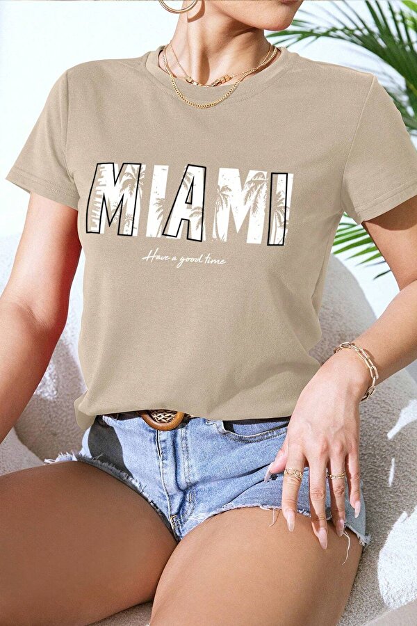 uyguntarz Unisex Miami Baskılı Oversize Tshirt