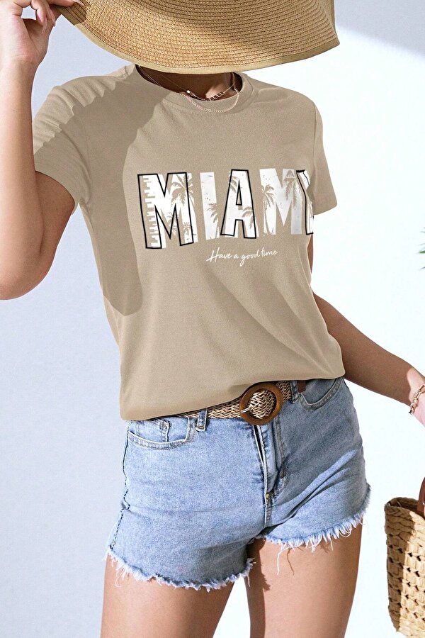 uyguntarz Unisex Miami Baskılı Oversize Tshirt