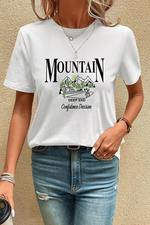 Unisex Montain Baskılı T-shirt - FLO 3 Al 1 Öde