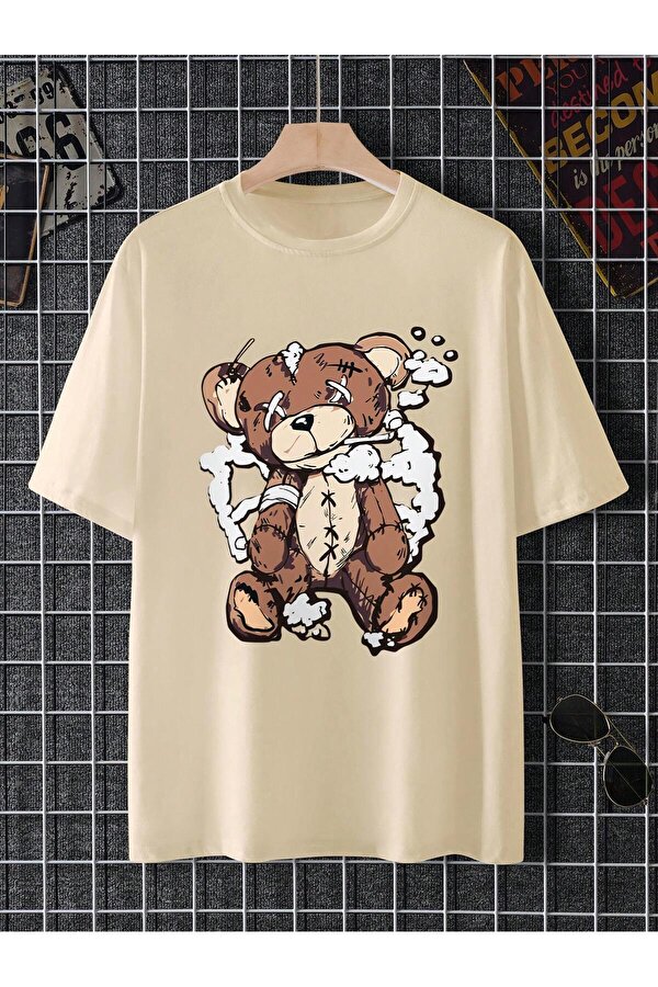 Unisex Ayı Gözü  X Baskılı Oversize Tshirt - FLO 3 Al 1 Öde