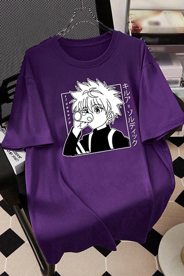 Unisex Killua Zoldyck Baskılı T-shirt - 3 Al 1 Öde