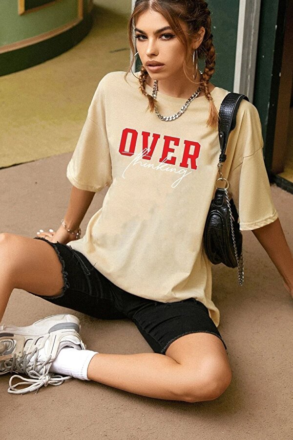 Unisex Over Thinking Baskılı T-shirt - FLO 3 Al 1 Öde