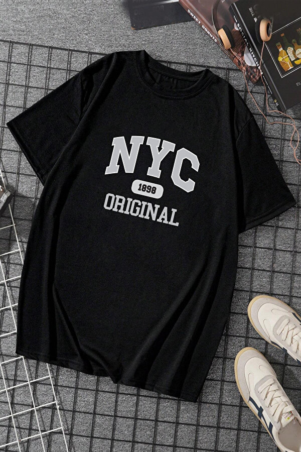 Pamuklu Nyc Baskılı Oversize T-shirt - FLO 3 Al 1 Öde