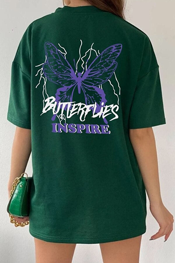Unisex Butterfly & Letter Graphic Tasarım T-shirt - FLO 3 Al 1 Öde