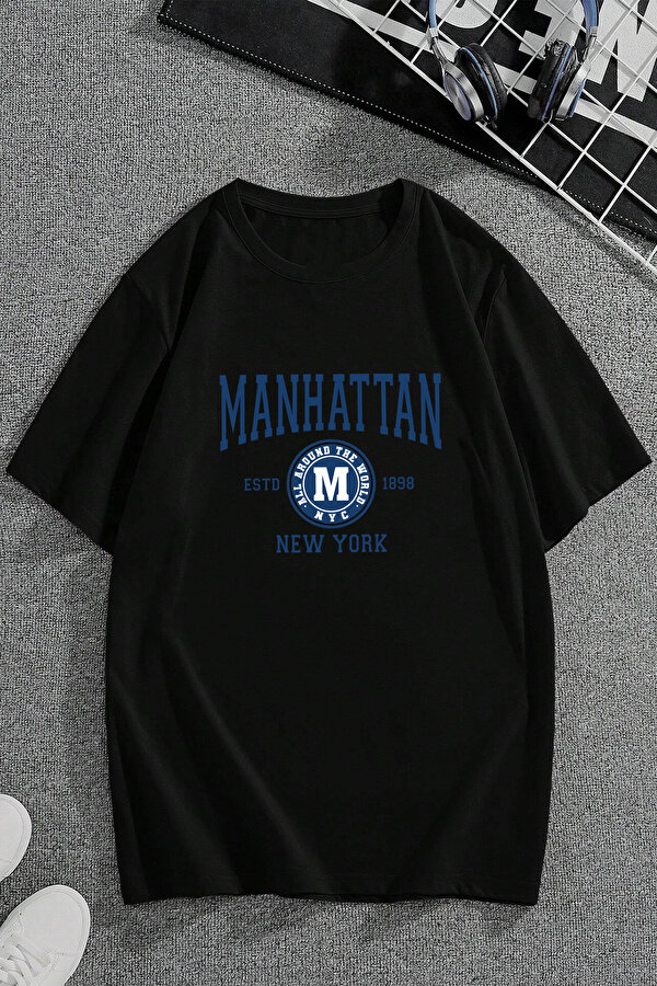 Pamuklu Manhattan Baskılı Oversize T-shirt - 3 Al 1 Öde