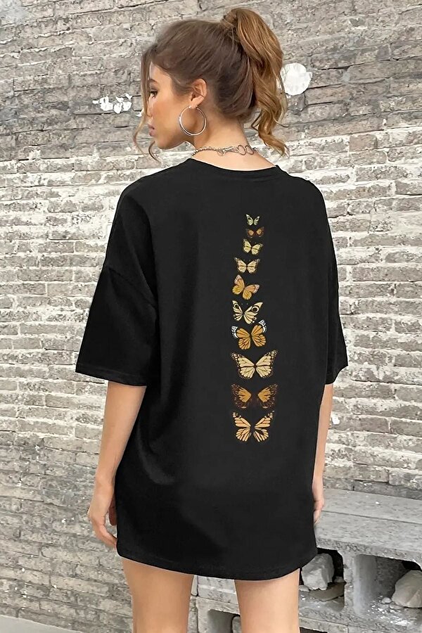 Unisex Sırt Kral Kelebek Baskılı T-shirt - FLO 3 Al 1 Öde