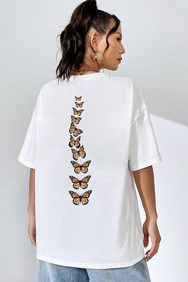 uyguntarz Unisex Sırt Kral Kelebek Baskılı T-shirt