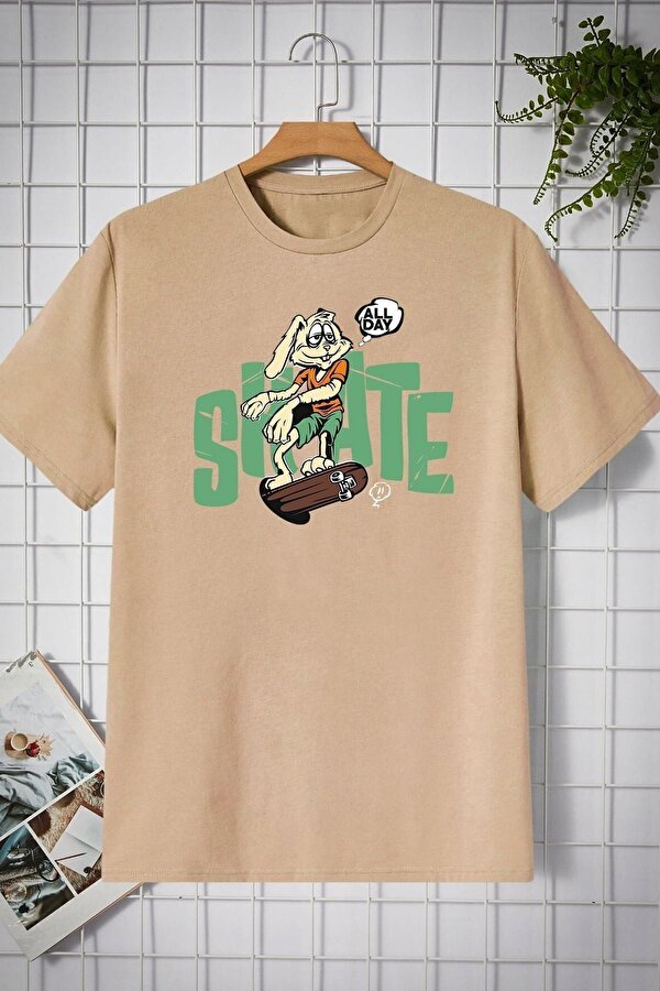 Unisex All Day Rabbit Tasarım T-shirt - 3 Al 1 Öde