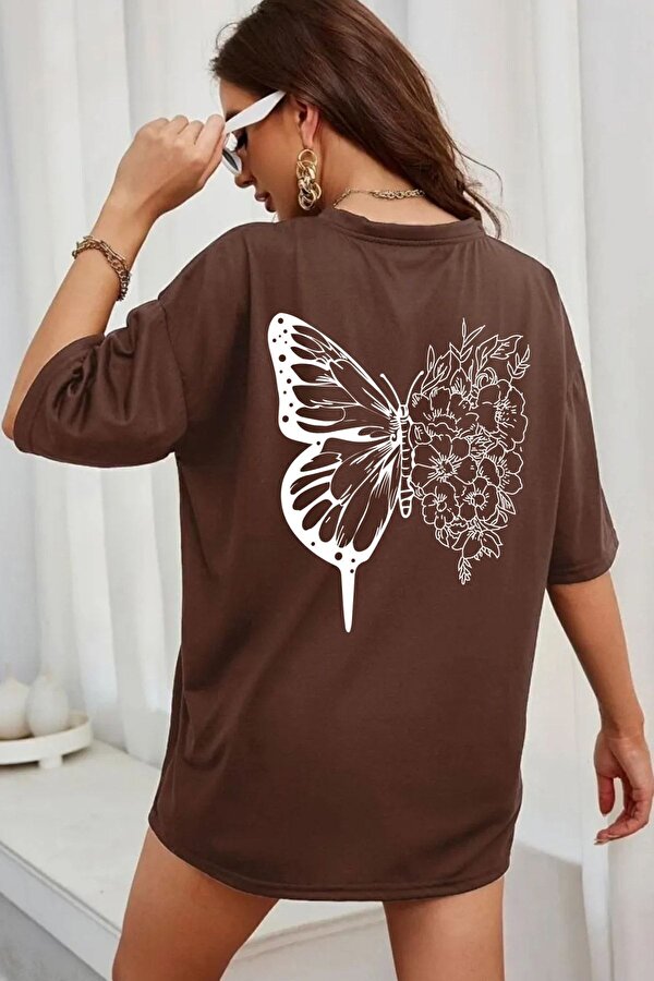 Unisex Drawing Butterflies Tasarım T-shirt - FLO 3 Al 1 Öde