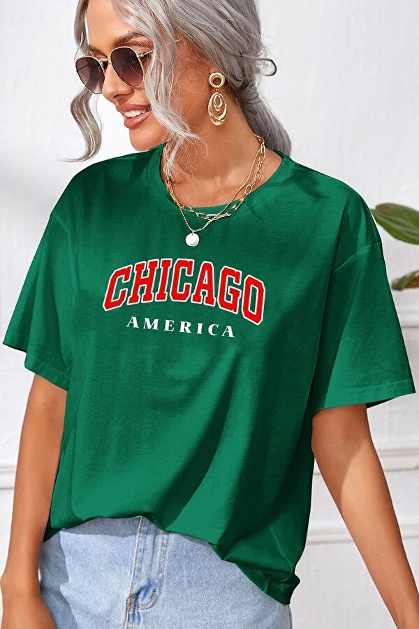 Unisex Chiago Baskılı T-shirt - FLO 3 Al 1 Öde