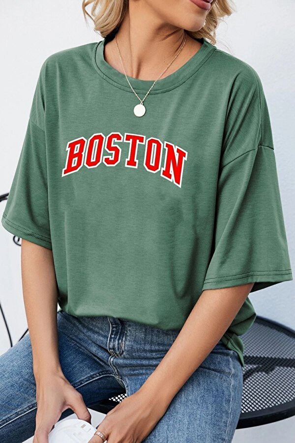 Unisex Boston Baskılı T-shirt - FLO 3 Al 1 Öde