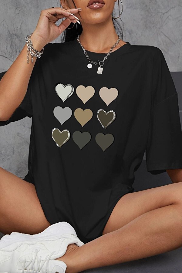 Unisex Kalp Baskılı T-shirt - FLO 3 Al 1 Öde