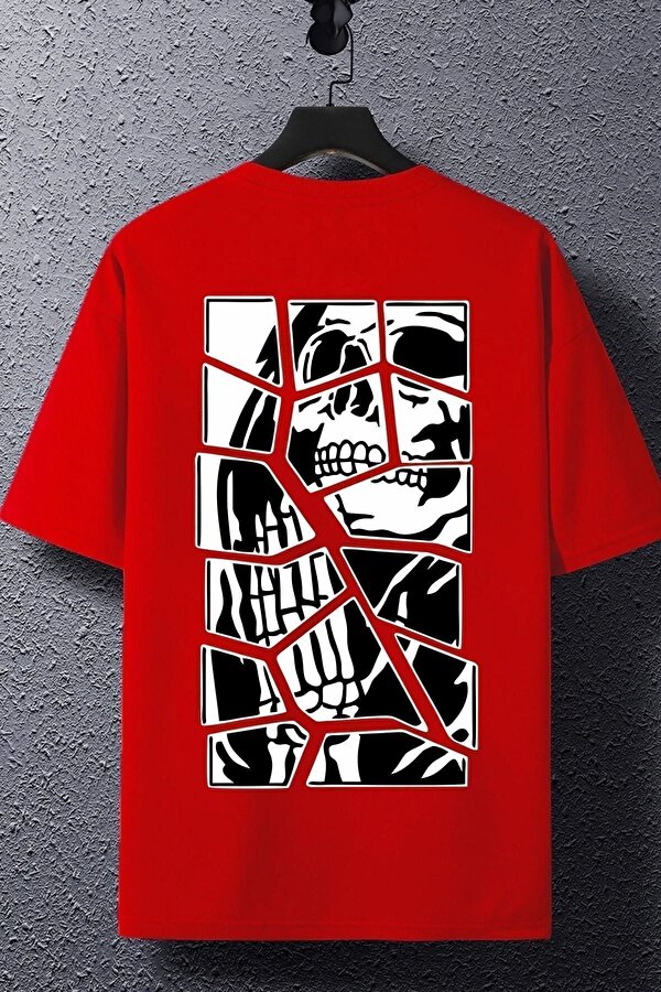 Unisex Skullcracked Baskılı T-shirt - FLO 3 Al 1 Öde