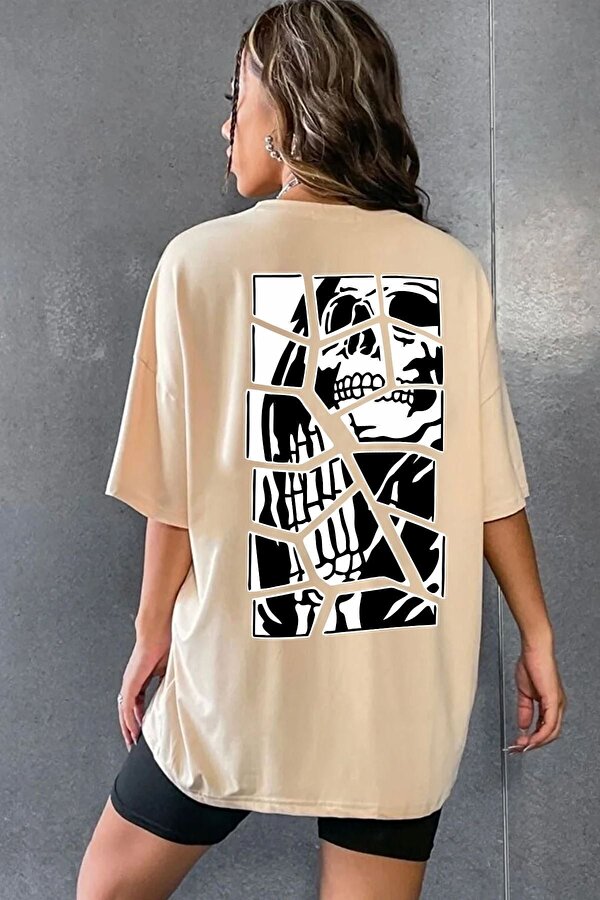 Unisex Skullcracked Baskılı T-shirt - FLO 3 Al 1 Öde