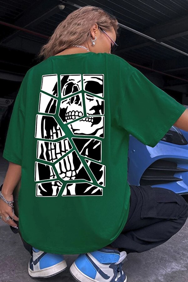Unisex Skullcracked Baskılı T-shirt - FLO 3 Al 1 Öde