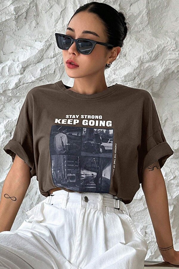 Unisex KeepGoing Baskılı Tasarım Tshirt - FLO 3 Al 1 Öde