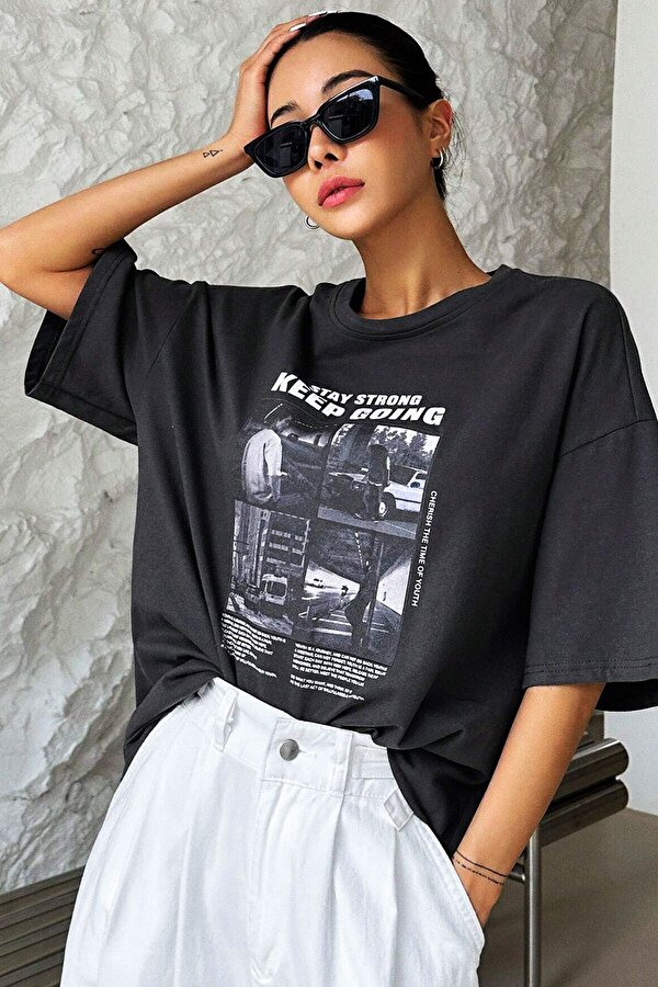 Unisex KeepGoing Baskılı Tasarım Tshirt - 3 Al 1 Öde