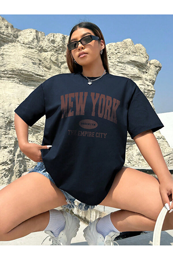 Pamuklu New York Baskılı Oversize T-shirt - FLO 3 Al 1 Öde