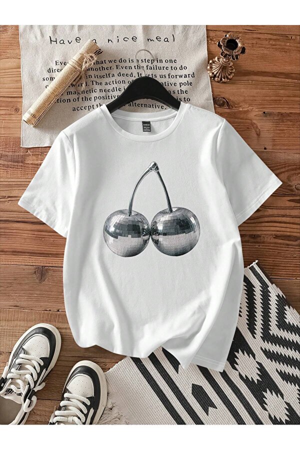 Disko Vişne Baskılı Özel Tasarım Tshirt - 3 Al 1 Öde