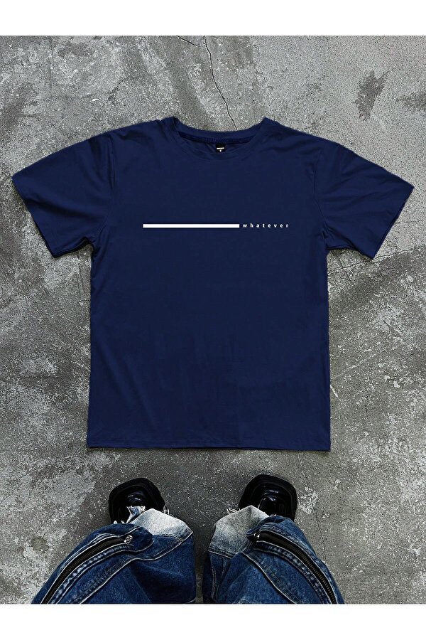 Unisex Çizgili Whatever Baskılı Oversize Tshirt - FLO 3 Al 1 Öde