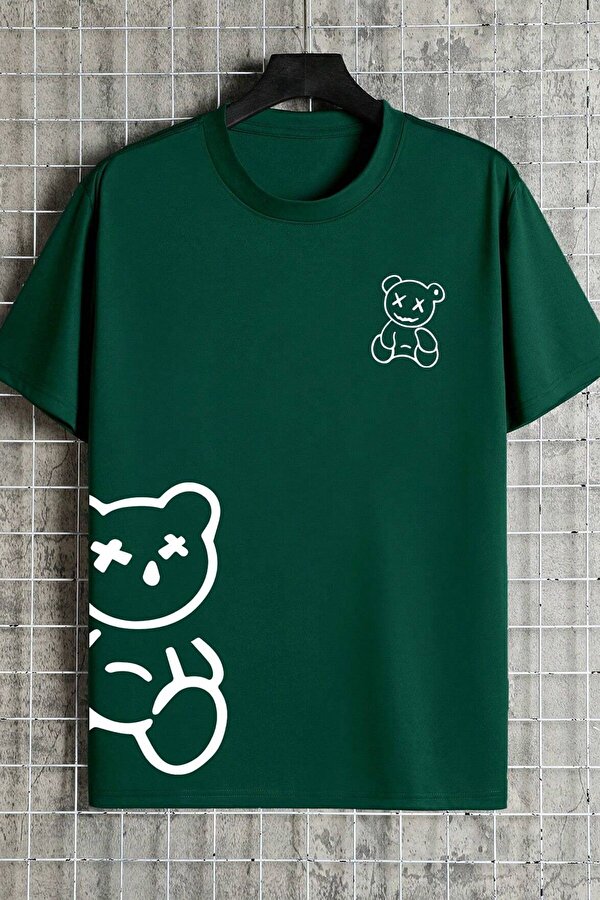 Unisex Draw Bear Baskılı Tasarım Tshirt - FLO 3 Al 1 Öde