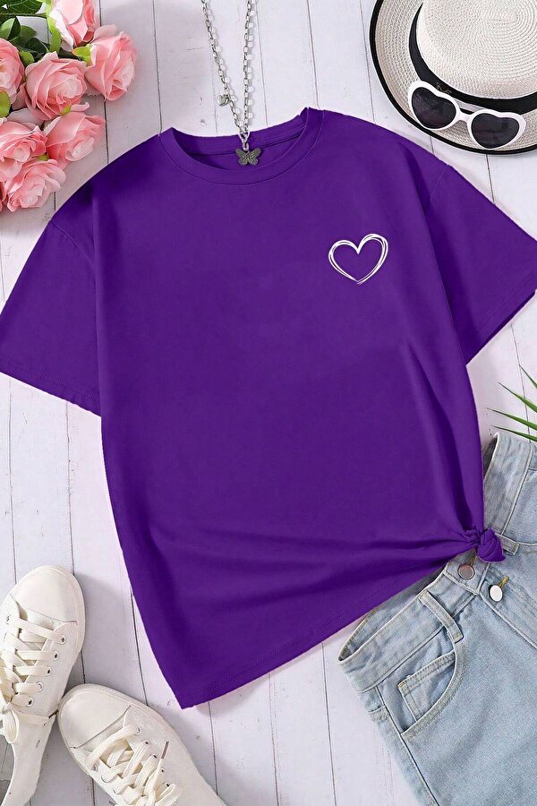 Unisex Hearts Baskılı Tasarım Tshirt - 3 Al 1 Öde