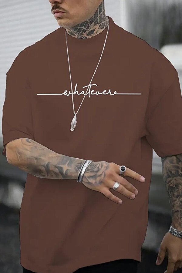 Erkek Whatever Baskılı Oversize Tshirt - FLO 3 Al 1 Öde