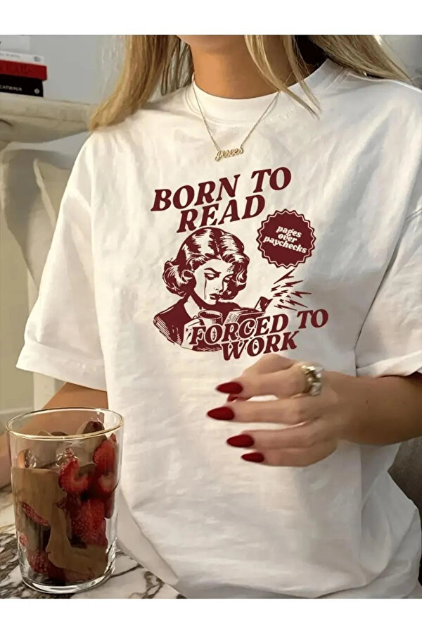 Born to Reat Baskılı Oversize T-Shirt - FLO 3 Al 1 Öde