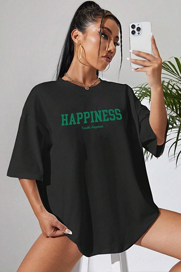 Unisex Happiness Baskılı Tasarım Tshirt - FLO 3 Al 1 Öde