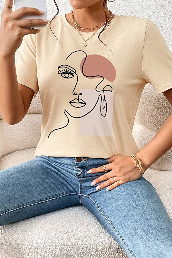 Unisex Make Up Siluet Baskılı Tasarım Tshirt - 3 Al 1 Öde