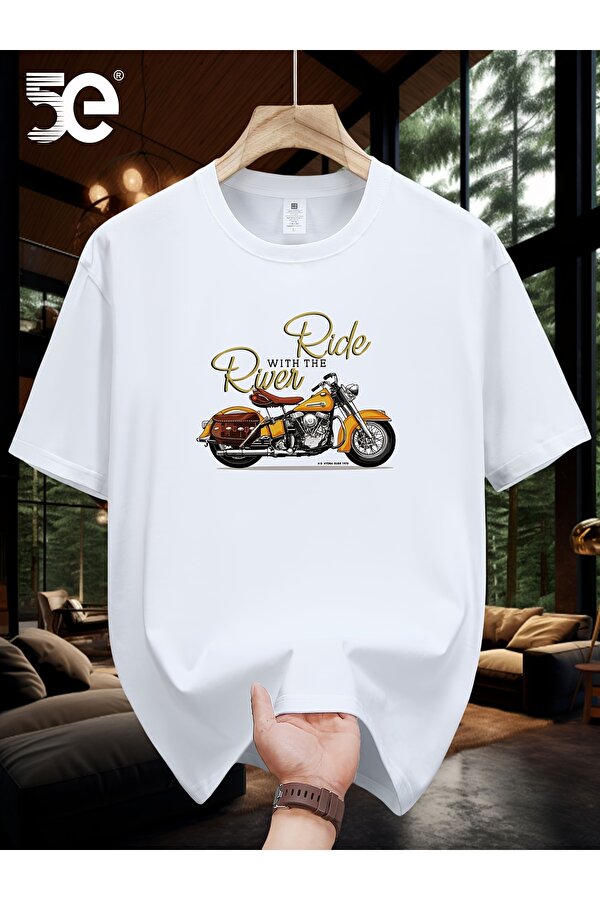 Unisex Ride River Baskılı Tasarım Tshirt - FLO 3 Al 1 Öde